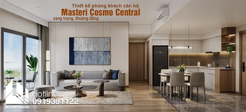 Thiết kế căn hộ Masteri Cosmo Central - phòng khách và ban công - Bách Như Properties