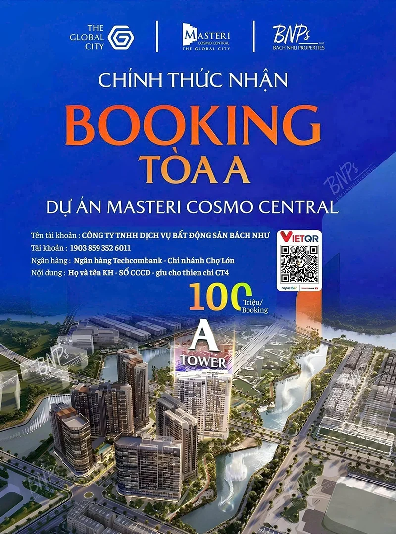 Chính thức nhận Booking Masteri Cosmo Central tòa A - Bách Như Properties - BNPs